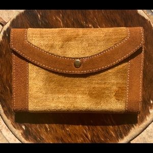 70’s Vintage New Handmade leather & velvet wallet